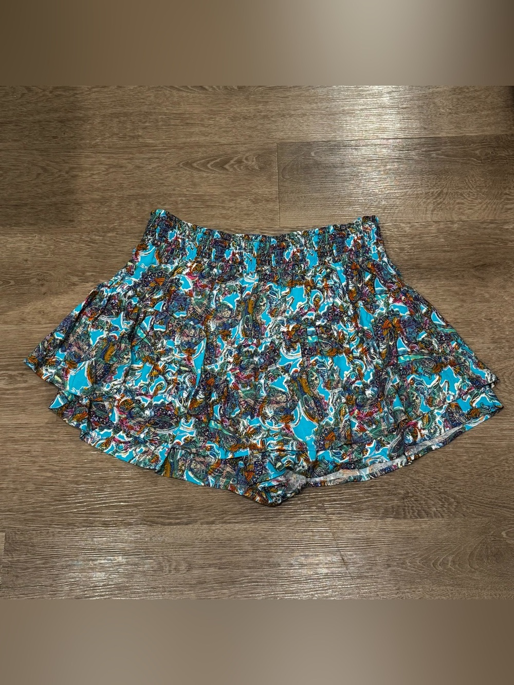 wild fable Turquoise Paisley-Print Elastic Waist Skirt